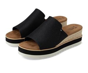 TOMS Women's Diana Mule Sandal, Black Wide Width Heavy Canvas, 5.5