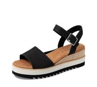 Toms Diana Leather Women's Black Wedges UK 4