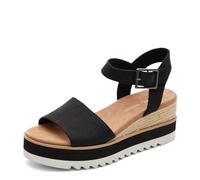 TOMS Women's Diana Sandal, Black Wide Width Heavy Canvas, 7.5