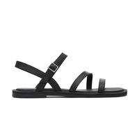 TOMS Women's Kira Flat Sandal, Black Leather, 3 UK