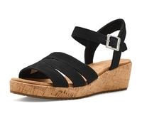 TOMS Women's Julia Wedge Sandal, Black Slubby Woven, 7 UK