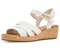 TOMS Women's Julia Wedge Sandal, White Slubby Woven, 5 UK