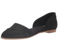 TOMS Women's Jutti D'orsay Ballet Flat, Black Leather and Embossed Waffle, 6 UK