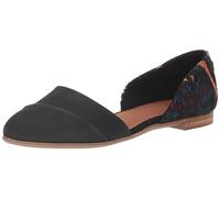 TOMS Women's Jutti D'orsay Ballet Flat, Black Leather and Global Woven, 5.5 UK