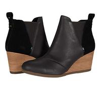 TOMS Women's Kelsey Wedge Bootie Pump, Black Leather/Suede, 3.5 UK