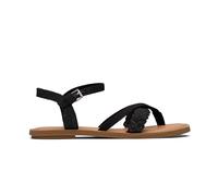 TOMS Women's Lexie Flat Sandal, Black, 6 UK
