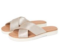 TOMS women's Mae Crossover Flat Sandal, Champagne Metallic, 5 UK