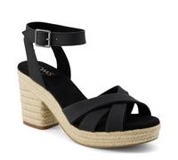 TOMS Women's Majorca Heeled Sandal, Black Leather, 6 UK