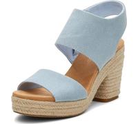 TOMS Women's Majorca Platform Washed Denim Sandal, Pastel Blue, 7 UK