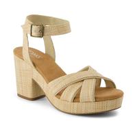 TOMS women's Majorca Strappy Heeled Sandal, Almond Raffia, 6.5 UK