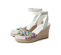 TOMS Women's Marisela Jacquard and Canvas Wedge Sandal, White Mediterranean Tiles, 5.5 UK