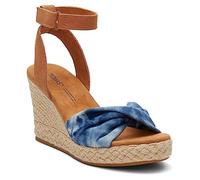 TOMS Women's Marisela Washed Denim and Canvas Wedge Sandal, Navy, 4 UK
