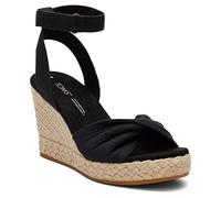 TOMS Women's Marisela Wedge Sandal, Black Slubby Woven, 4.5 UK