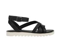 TOMS Women's Rory Flat Sandal, Black Leather/Suede, 4 UK