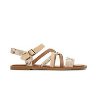 TOMS Women's Sephina Flat Sandal, Beige Abstract Cow Print, 5 UK