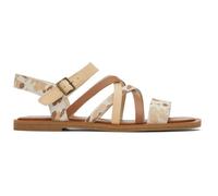 TOMS Women's Sephina Flat Sandal, Beige Abstract Cow Print, 3 UK