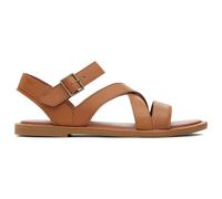 TOMS Women's Sloane Flat Sandal, Tan Leather/Suede, 5.5 UK
