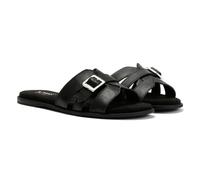 TOMS Women's Sol Slide Sandal, Black Leather, 3.5 UK