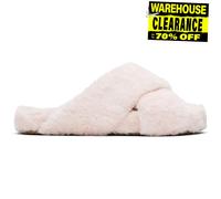Toms Womens Susie Mule Faux Fur Slippers Criss-Cross Sliders Pink