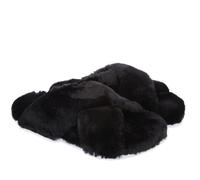 Toms Womens Susie Slipers in Black Fur - Size UK 4