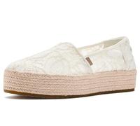TOMS Women's Valencia Espadrille, Egret Floral Crochet, 7