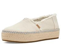 TOMS Women's Valencia Espadrille, Fabric Upper, White Onyx Textured Denim/Fray, 7.5