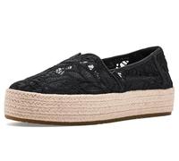 TOMS Women's Valencia Espadrille, Black Floral Crochet, 8