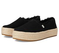 TOMS Women's Valencia Wedge, Black Wide Width Canvas/Fray, 4 UK