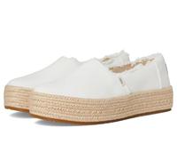 TOMS Women's Valencia Wedge, White Wide Width Canvas/Fray, 8 UK
