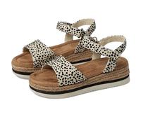 TOMS Youth Girl's Diana Wedge Sandal, Fog Flocked Mini Cheetah, 2 UK