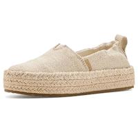 TOMS Youth Girl's Valencia Espadrille Platform, Champagne Glimmer Slub Canvas, 2.5 UK