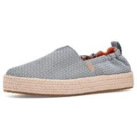 TOMS Youth Girl's Valencia Espadrille Platform, Niagara Mist Chambray Dot, 5 UK