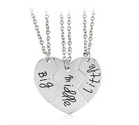Tomsey® Beautiful Triple Silver Sister Necklace Jewellery Big Middle Little Sis Gift Sisters Women's Jewellery | Luxury Gift Bag A787