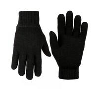 Tomsey Black Thermal Winter Gloves Mens Womens Fingerless Warm Knitted Half Finger Soft Unisex (Mens Fingerless)