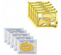 Tomsey Crystal Collagen 24k Gold Under Eye & Lip Gel Pads Face Mask Anti Aging Wrinkle Gel Under Eye and Lip Patches, Vegan Cruelty-Free Self Care (5 Lip Masks & 5 Pair Eye Masks)