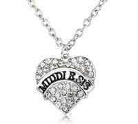 Tomsey® Sister Engraved Necklace Big Little Middle Baby Pendant Stocking Filler Women's Jewellery | Luxury Gift Bag A780 (Middle Sis, Clear)