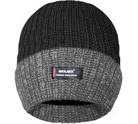 Tomsey Thermal Winter Hat Thinsulate LED Beanie Bobble Hat, Hi Vis, Rechargable or Battery Running Chunky Fleece, Unisex Warm Christmas Hat (Chunky Black & Grey Hat)