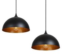 Tomshine 2 Pack Industrial Suspended Ceiling Pendant Light Fixtures Black Metal