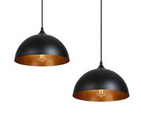 Tomshine 2 Pack Industrial Suspended Ceiling Pendant Light Fixtures Black Metal Vintage Lampshades for Kitchen Island Farmhouse Restaurant Loft Coffee Bar