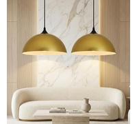 Tomshine 2 Pack Industrial Suspended Ceiling Pendant Light | Modern Golden Iron Pendant Lamp Shades Metal Vintage Lampshades for Kitchen Island Farmhouse Restaurant Loft Coffee Bar