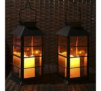 Tomshine 2 Pack Solar Lantern with Light Effect Outdoor Garden Hanging Solar Light