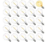 Tomshine 25 Pack LED E12 Edison Screw Globe G40 Bulbs 2200K Warm White Clear Glass Bulbs Replacement for String Lights Indoor Outdoor Decoration IP44 Waterproof(AC220V-240V)