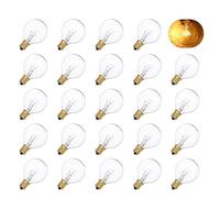 Tomshine G40 Globe Tungsten Incandescent Bulb Lamp 25 Pack E12 Base Socket Holder IP44 Water Resistance Warm White for String Light Home Party Decoration Wedding Function Portable