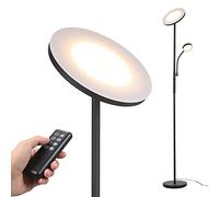 Tomshine Led Uplighter Floor Lamps Dimmable Rotatable 2 Lights for Living Room with Remote 4 Color Temperatures Standing Lamp 27W Main 7W Side Reading Lamp for Living Room