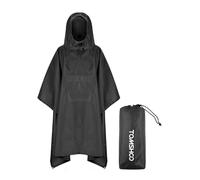 TOMSHOO 3 in 1 Rain Poncho Waterproof Adult (Black)