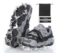 TOMSHOO 32 Spikes Crampons Stainless Steel Universal | Anti-Skid Chains Spikes Ice Cleats, Traction Snow Grips Rubber Straps for Snow Walking Mud Climbing Hiking