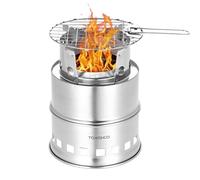 TOMSHOO Camping Stove/Backpacking Stove Portable Folding Windproof Wood Burning Stove Compact Stainless Steel Alcohol Stove Outdoor Camping Hiking Backpacking Picnic BBQ (Upgrade-d)