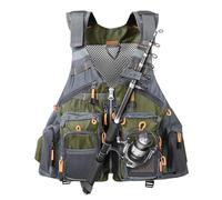 TOMSHOO Fly Fishing Vest for Men Women Adjustable Strap with Mesh Shoulder Pad Multi Pockets for Outdoors Stream Fishing (Green)