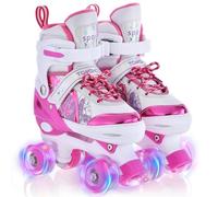 TOMSHOO Roller Skates for Girls Kids Roller Skates 4 Sizes Adjustable With 8 Light Up Wheels for Christmas and Birthday Gifts