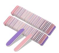 Tomtary 100Pcs Emery Board for Nails - Disposable Double Sided Mini File 180/240 Grit Professional Care Buffering Files for Manicure, Studio, Salon (Light Pink and Purple)